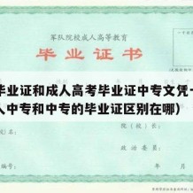 中专毕业证和成人高考毕业证中专文凭一样吗（成人中专和中专的毕业证区别在哪）