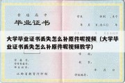 大学毕业证书丢失怎么补原件呢视频（大学毕业证书丢失怎么补原件呢视频教学）