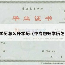 中专学历怎么升学历（中专想升学历怎么升）