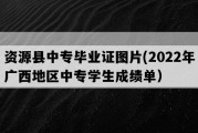 资源县中专毕业证图片(2022年广西地区中专学生成绩单）