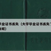 大学毕业证书丢失（大学毕业证书丢失了怎么补回来呢）