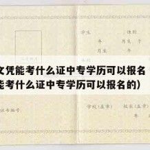 中专文凭能考什么证中专学历可以报名（中专文凭能考什么证中专学历可以报名的）