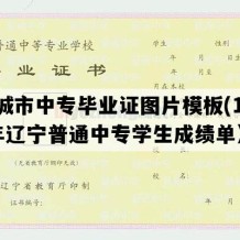 兴城市中专毕业证图片模板(1990年辽宁普通中专学生成绩单）