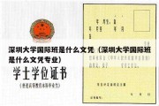 深圳大学国际班是什么文凭（深圳大学国际班是什么文凭专业）