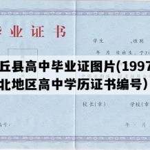 内丘县高中毕业证图片(1997年河北地区高中学历证书编号）