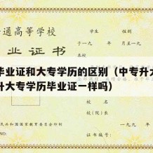 中专毕业证和大专学历的区别（中专升大专和高中升大专学历毕业证一样吗）