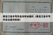 黑龙江省中专毕业证样本图片（黑龙江省中专毕业证查询系统）