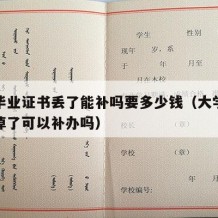 大学毕业证书丢了能补吗要多少钱（大学毕业证书掉了可以补办吗）