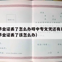 中专毕业证丢了怎么办呀中专文凭还有用吗（中专毕业证丢了该怎么办）