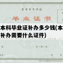 统招本科毕业证补办多少钱(本科毕业证补办需要什么证件)