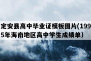 定安县高中毕业证模板图片(1995年海南地区高中学生成绩单）