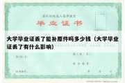 大学毕业证丢了能补原件吗多少钱（大学毕业证丢了有什么影响）