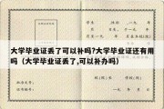 大学毕业证丢了可以补吗?大学毕业证还有用吗（大学毕业证丢了,可以补办吗）