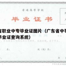 广东省职业中专毕业证图片（广东省中等职业学校毕业证查询系统）