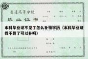 本科毕业证不见了怎么补领学历（本科毕业证找不到了可以补吗）