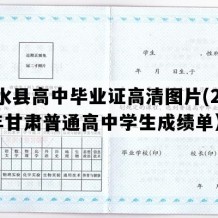 清水县高中毕业证高清图片(2007年甘肃普通高中学生成绩单）