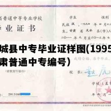 庆城县中专毕业证样图(1995年甘肃普通中专编号）