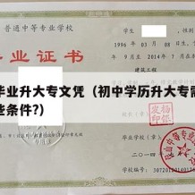 初中毕业升大专文凭（初中学历升大专需要具备哪些条件?）