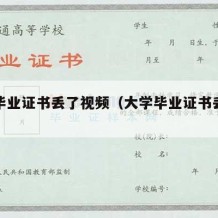 大学毕业证书丢了视频（大学毕业证书丢失怎么补）