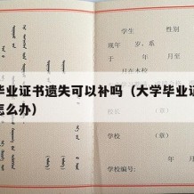 大学毕业证书遗失可以补吗（大学毕业证书遗失了怎么办）