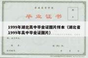 1999年湖北高中毕业证图片样本（湖北省1999年高中毕业证图片）