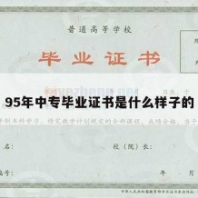 95年中专毕业证书是什么样子的