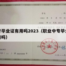 中专毕业证有用吗2023（职业中专毕业证有用吗）