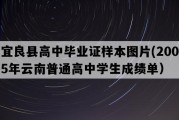 宜良县高中毕业证样本图片(2005年云南普通高中学生成绩单）