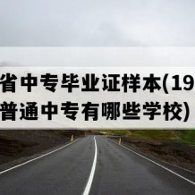 广东省中专毕业证样本(1993年广东普通中专有哪些学校)