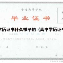 高中学历证书什么样子的（高中学历证书怎么填）