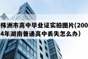 株洲市高中毕业证实拍图片(2004年湖南普通高中丢失怎么办）