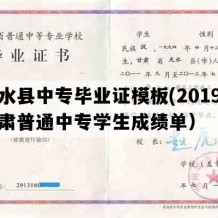 合水县中专毕业证模板(2019年甘肃普通中专学生成绩单）