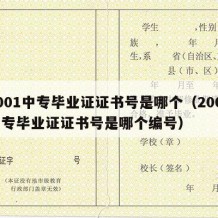 2001中专毕业证证书号是哪个（2001中专毕业证证书号是哪个编号）