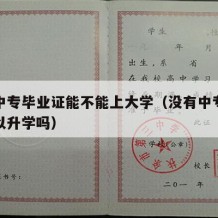 没有中专毕业证能不能上大学（没有中专毕业证可以升学吗）