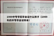 1999中专学历毕业证什么样子（1999年的中专毕业证样本）