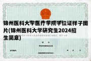 锦州医科大学医疗学院学位证样子图片(锦州医科大学研究生2024招生简章)