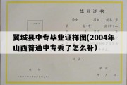 翼城县中专毕业证样图(2004年山西普通中专丢了怎么补）