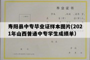 寿阳县中专毕业证样本图片(2021年山西普通中专学生成绩单）