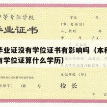 本科毕业证没有学位证书有影响吗（本科毕业证没有学位证算什么学历）