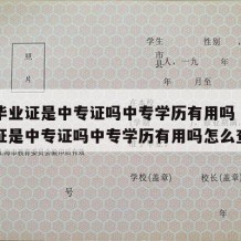 中专毕业证是中专证吗中专学历有用吗（中专毕业证是中专证吗中专学历有用吗怎么查）