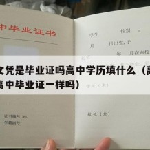 高中文凭是毕业证吗高中学历填什么（高中文凭和高中毕业证一样吗）