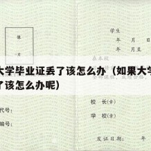 如果大学毕业证丢了该怎么办（如果大学毕业证丢了该怎么办呢）