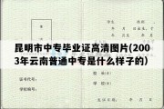 昆明市中专毕业证高清图片(2003年云南普通中专是什么样子的）