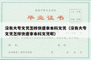 没有大专文凭怎样快速拿本科文凭（没有大专文凭怎样快速拿本科文凭呢）