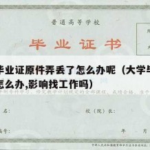 大学毕业证原件弄丢了怎么办呢（大学毕业证丢了怎么办,影响找工作吗）