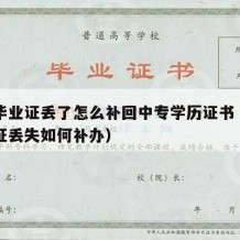 中专毕业证丢了怎么补回中专学历证书（中专毕业证丢失如何补办）