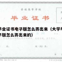 大学毕业证书电子版怎么弄出来（大学毕业证书电子版怎么弄出来的）