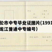 海伦市中专毕业证图片(1991年黑龙江普通中专编号）