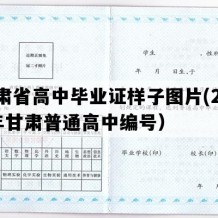 甘肃省高中毕业证样子图片(2001年甘肃普通高中编号）