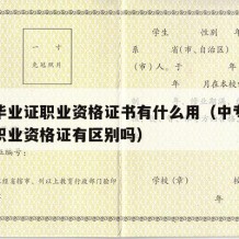 中专毕业证职业资格证书有什么用（中专毕业证和职业资格证有区别吗）